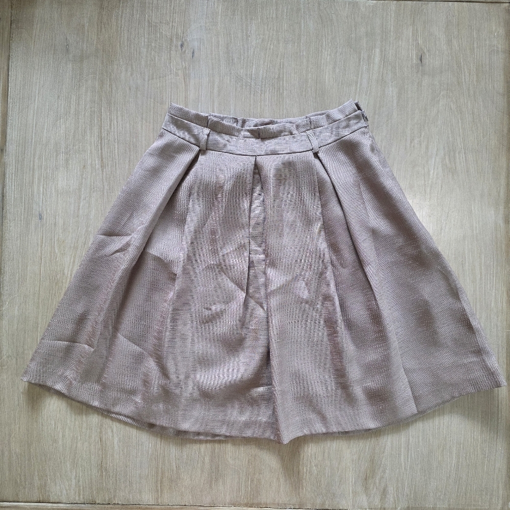 Japanese Brand Blush Taupe Pleated A-Line Skirt |Size 25 Classic Minimalist